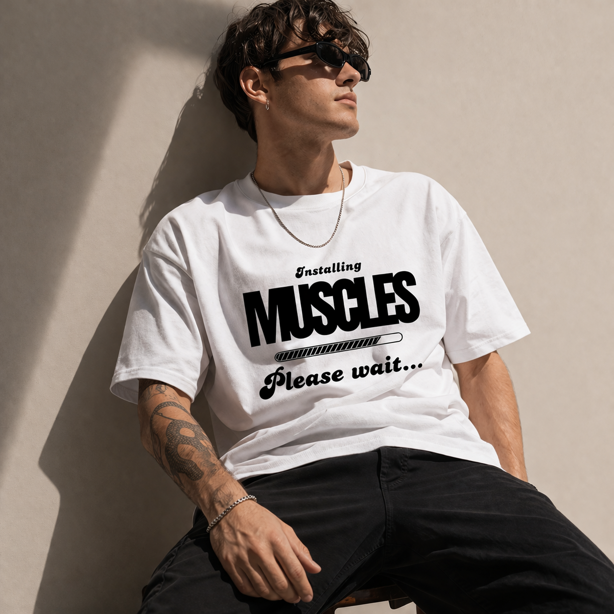 Installing Muscles Tee – Oversized Streetwear